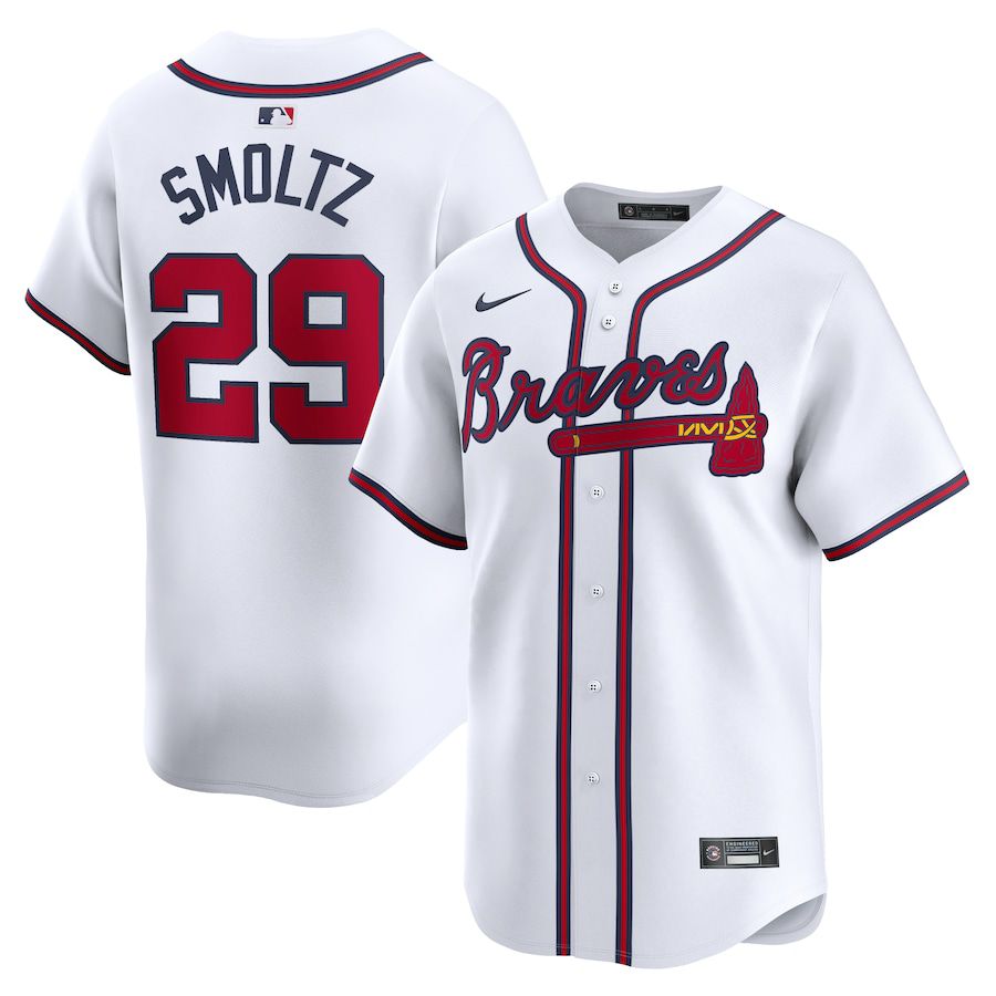 Men Atlanta Braves #29 John Smoltz Nike White Home Limited Player MLB Jersey